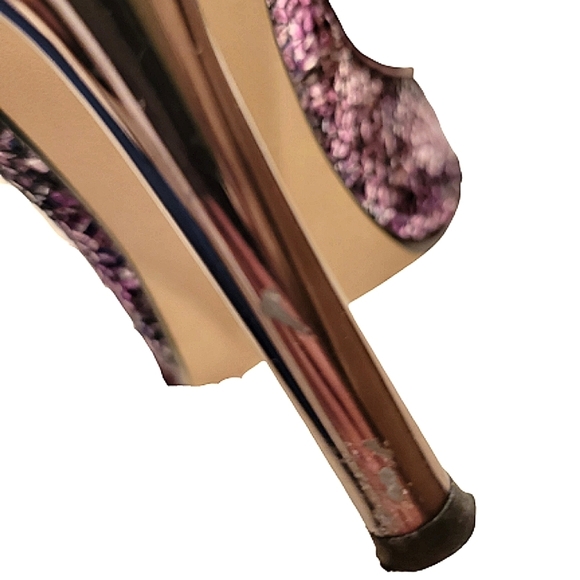 2/$18 Guess d'Orsay Purple Snakeskin Sequined Pointed Toe Heels Stilettos 6 M - Picture 9 of 15